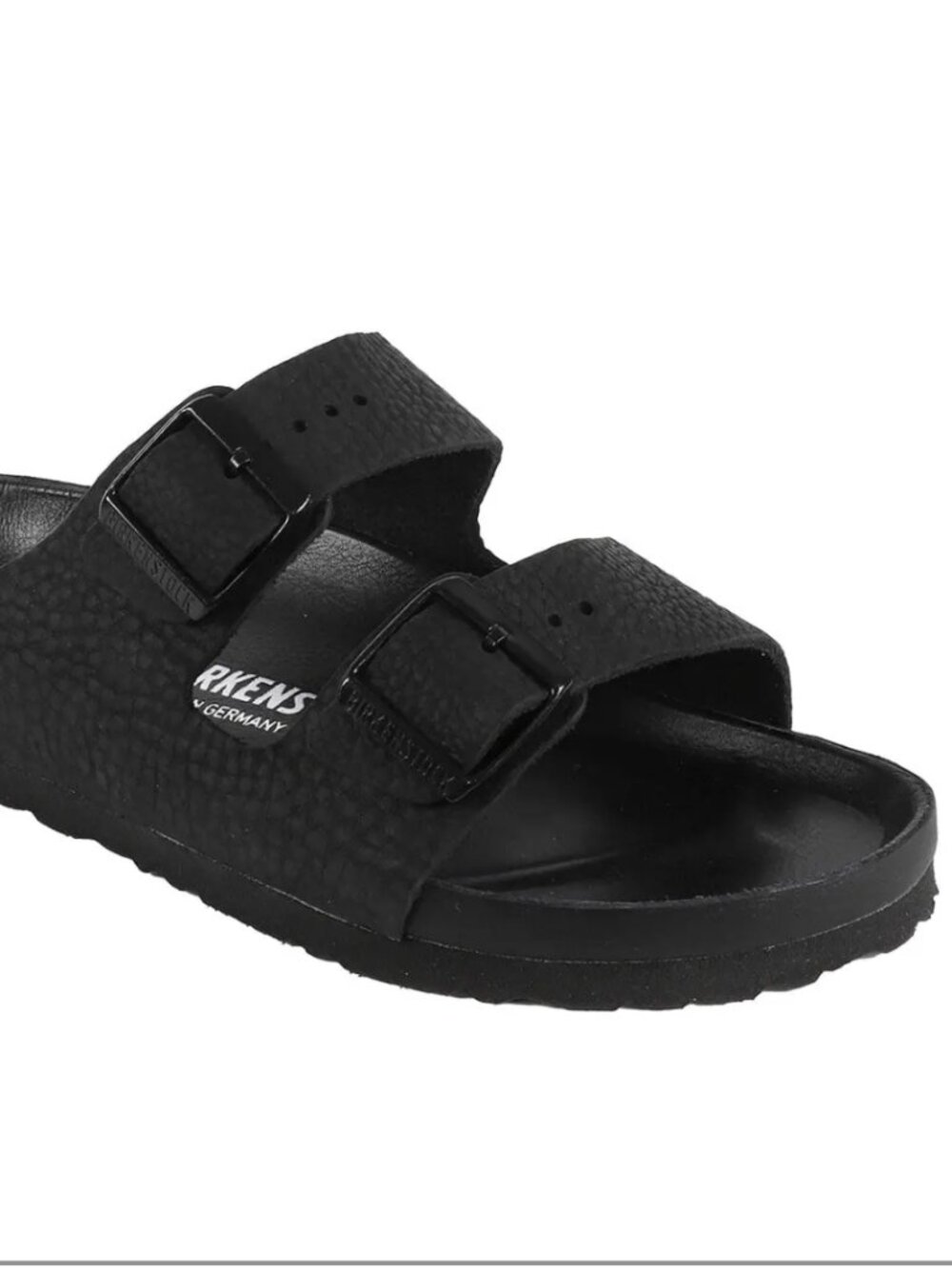 Birkenstock Arizona Leather Sandals Womens 37 N Black Pebbled Dual Strap Slip On